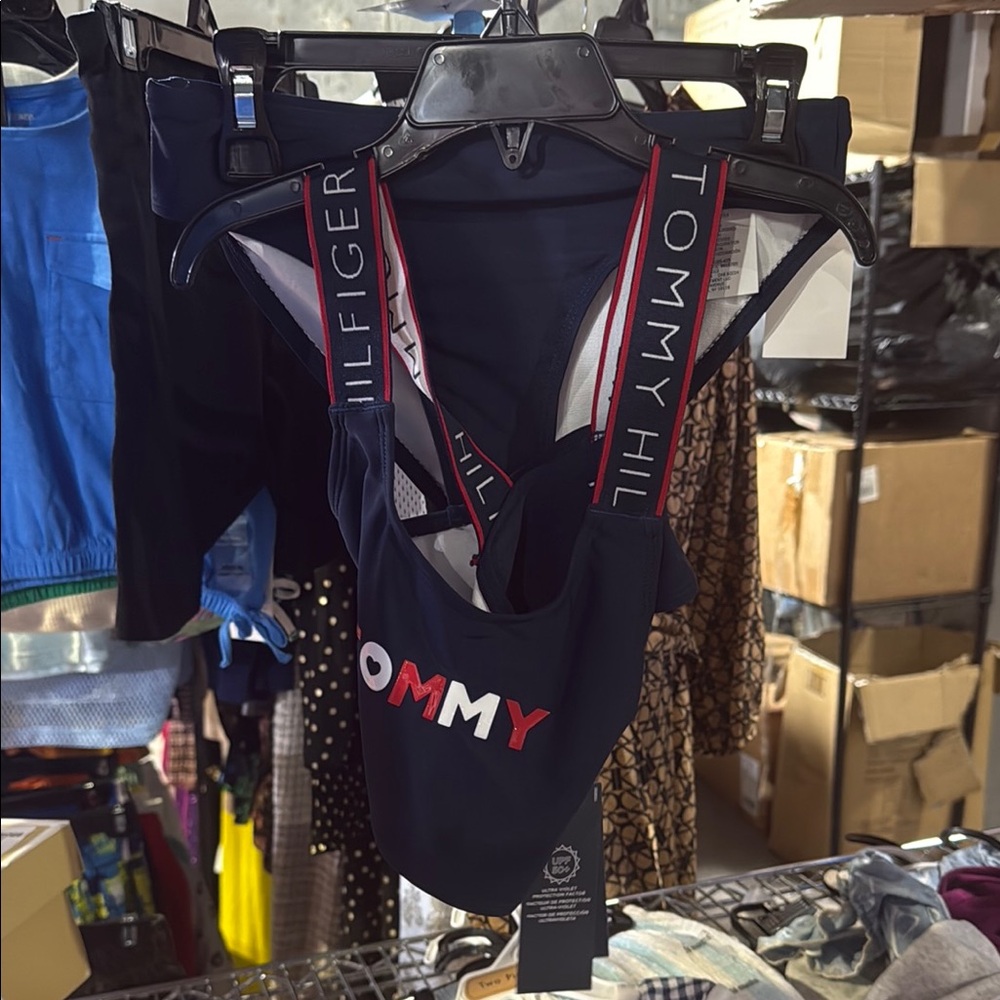 Tommy Hilfiger Navy Swimsuit with Logo Straps